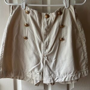 Zara Women's High Waisted Cream Buttoned Shorts